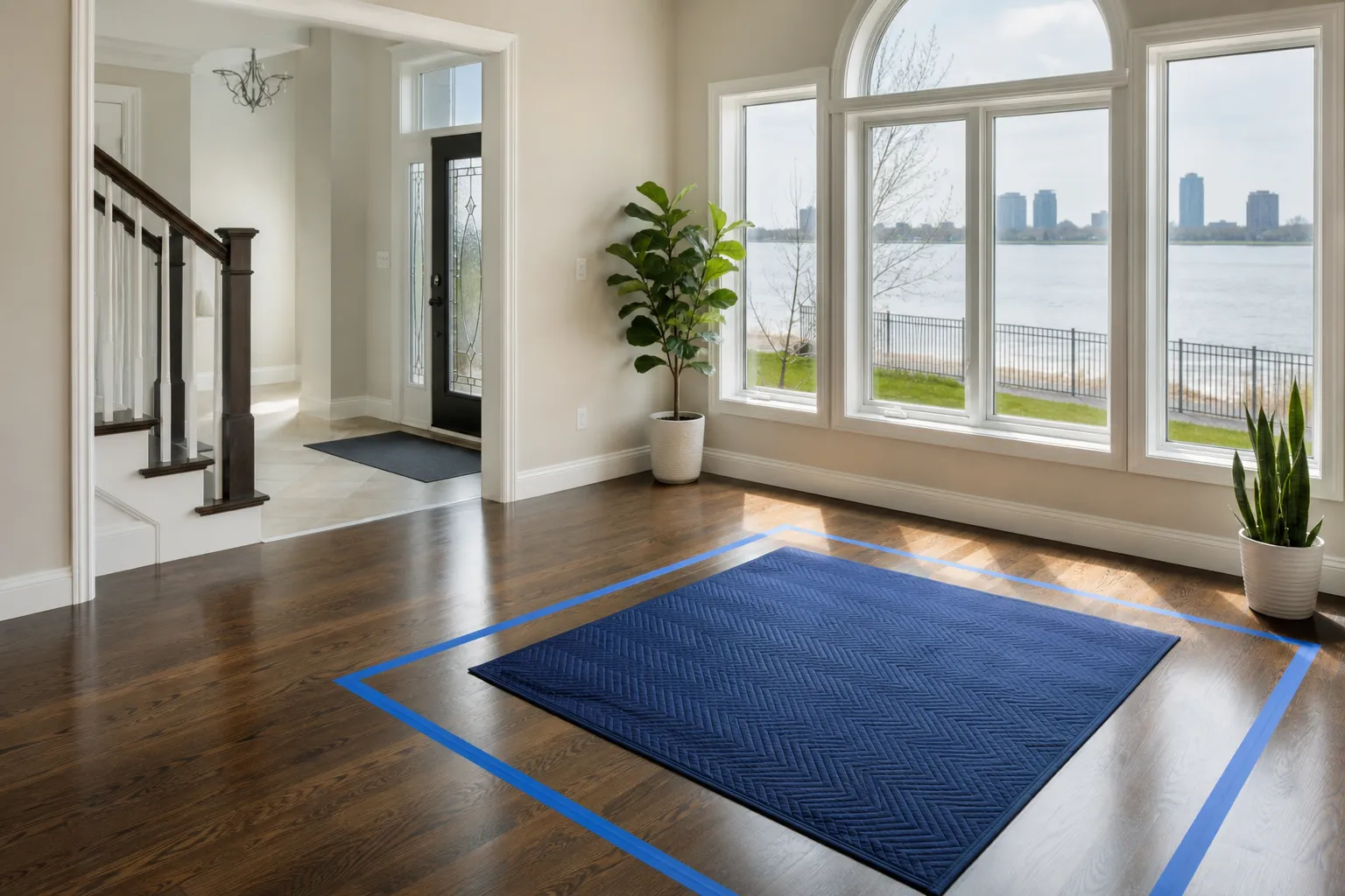 Prepared Windsor room with a clear route and piano placement area