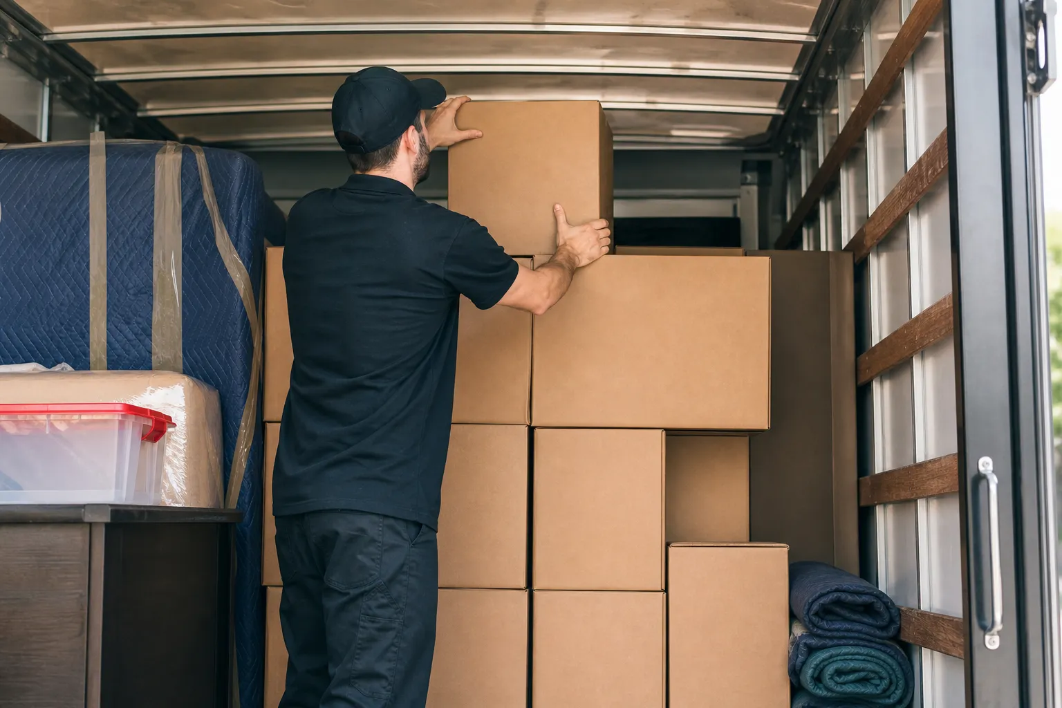 Step 3: stack smart — boxes by weight, tiers and gap filling — how to pack a moving truck
