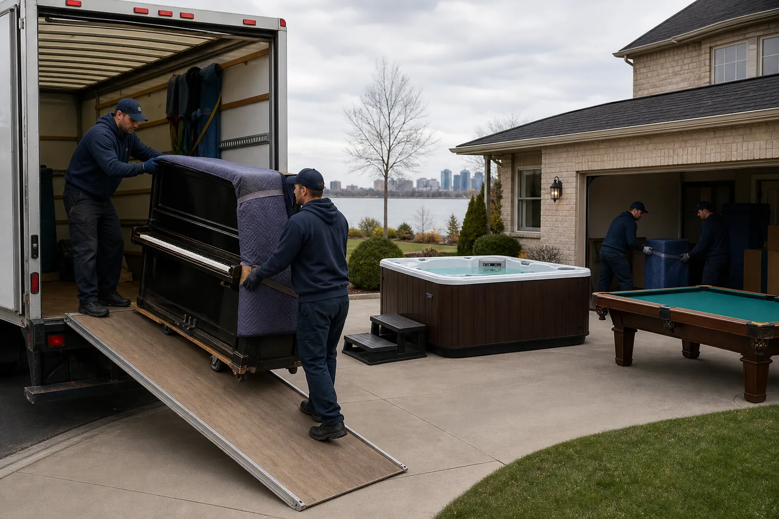 Special cases: pianos, hot tubs, pool tables, and long-distance moves — moving costs in Windsor Ontario