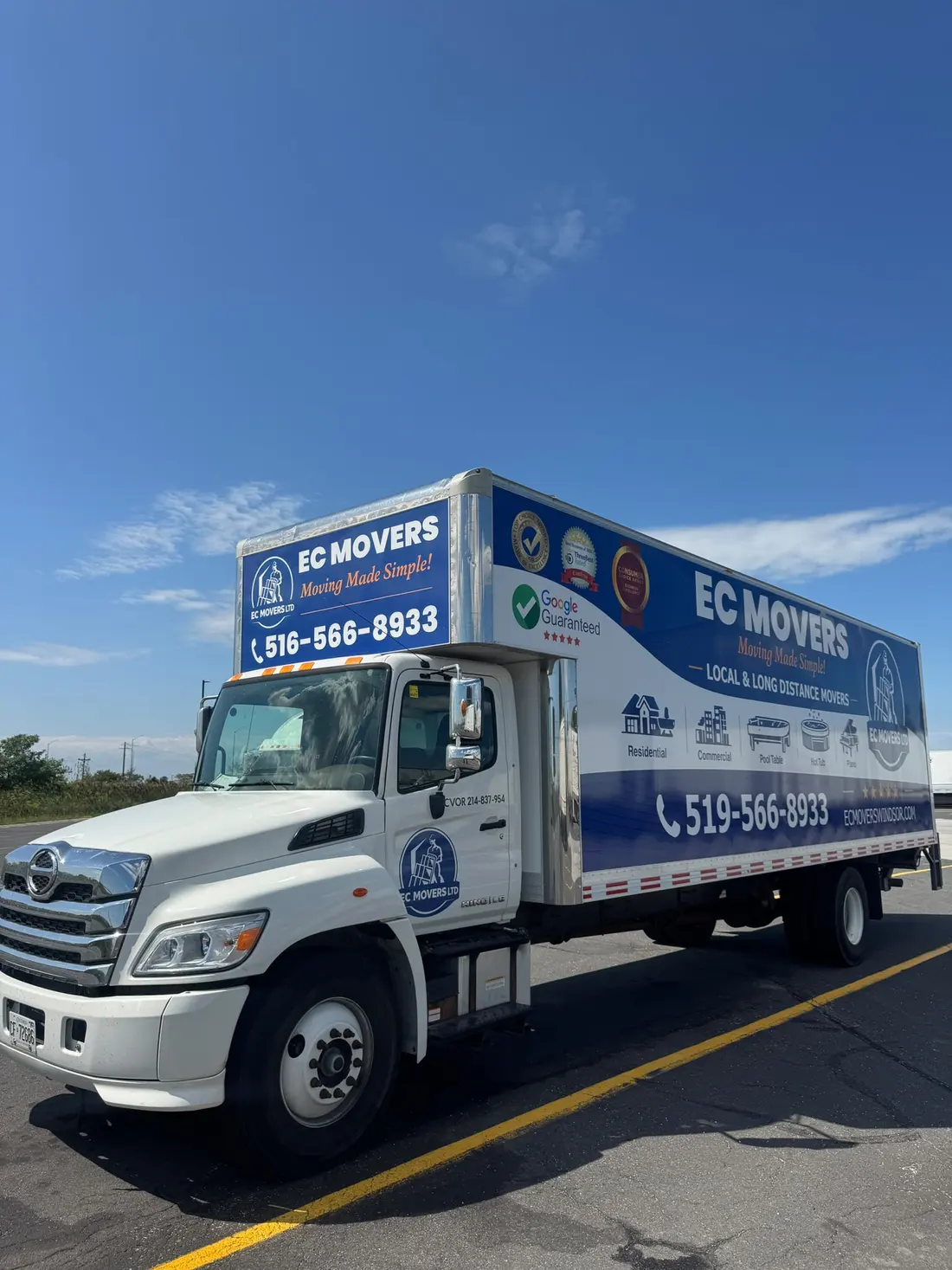 EC Movers truck on the road for a long distance move