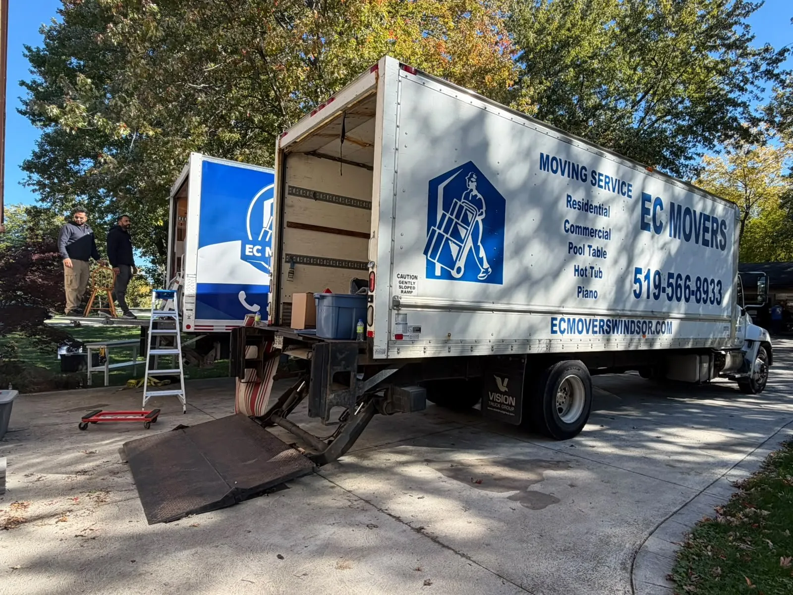 EC Movers truck with liftgate ready for a residential move in Windsor